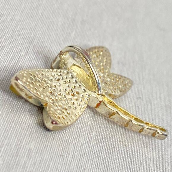 Dragonfly Pendant Yellow Green Abalone Wings On Silver Tone Metal - Picture 6 of 9